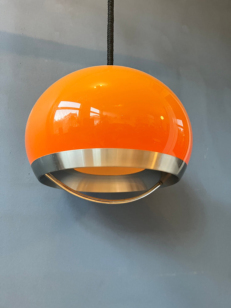 Vintage Orange Dijkstra Pendant Light / Mid Century Space Age Light Fixture