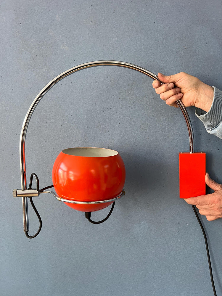 Vintage Orange GEPO Mid Century Arc Eyeball Wall Lamp