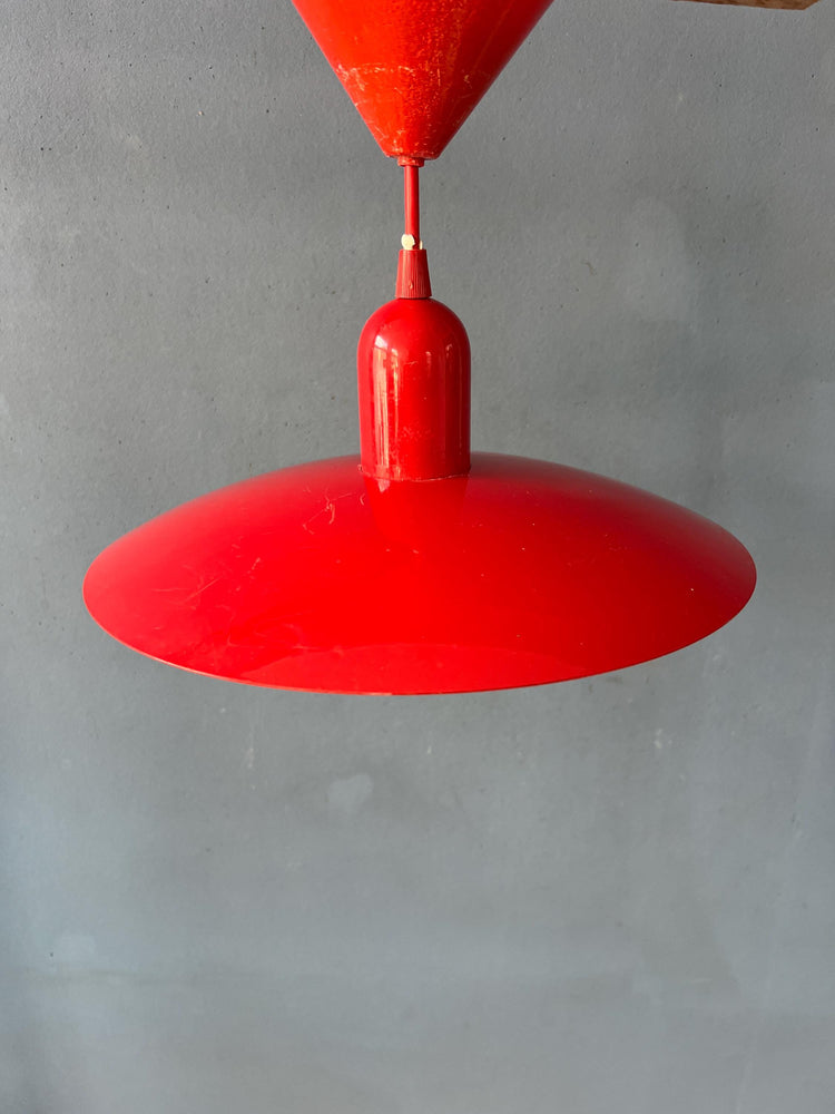 Small Vintage Red Metal Space Age Pendant Lamp