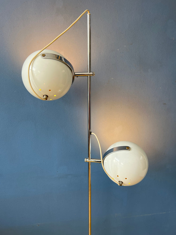 White Mid Century Space Age Eyeball Floor Lamp
