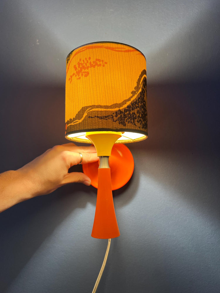 Orange Mid Century Space Age Textile Sconce Wall Lamp