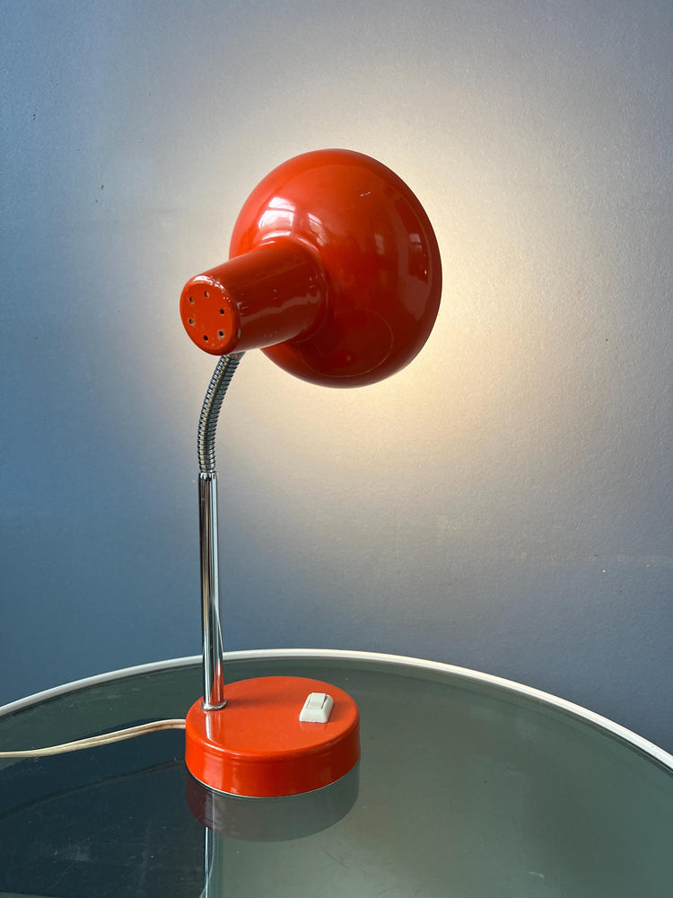 Small Mid Century Red Adjustable Desk Lamp