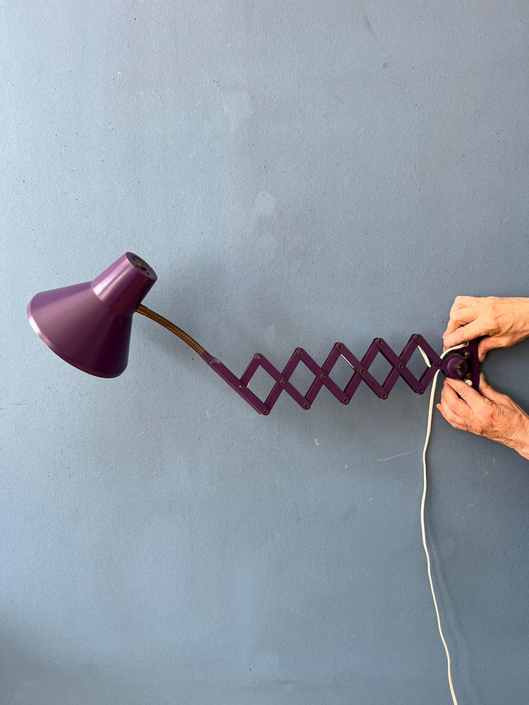 Purple Vintage Space Age Scissor Wall Lamp