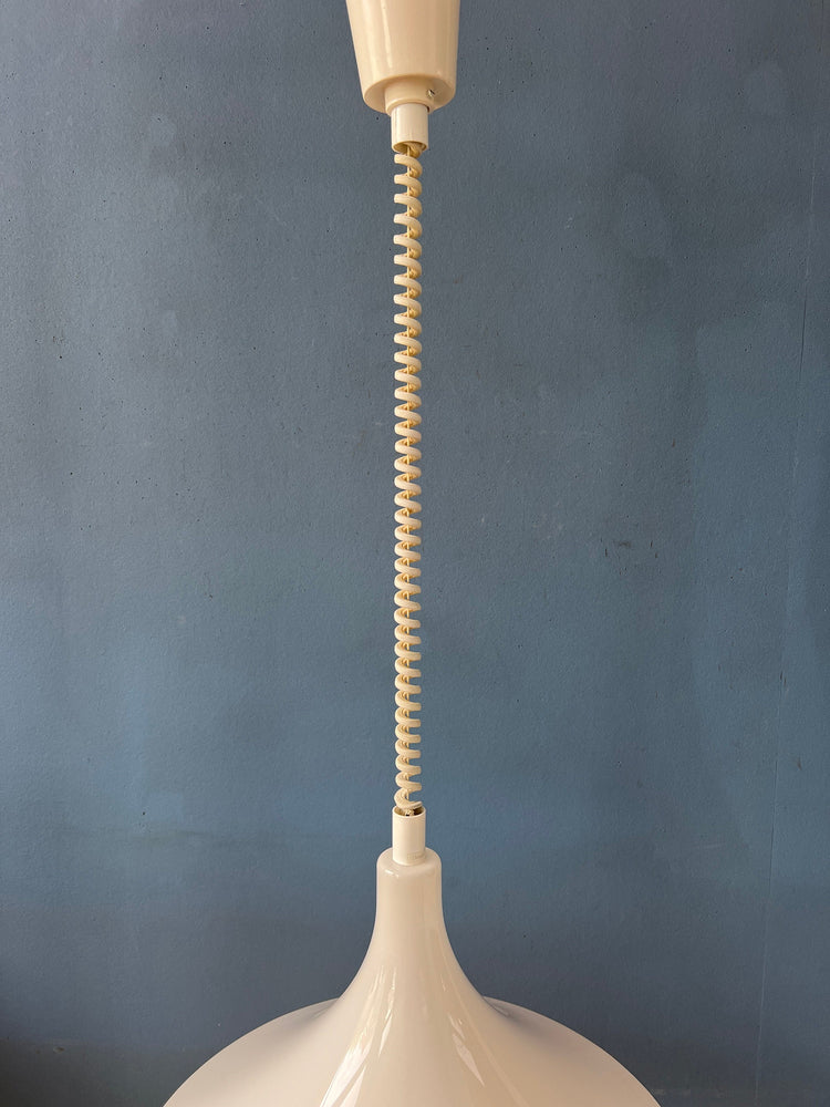 Mid Century White Space Age Witch Hat Pendant Lamp