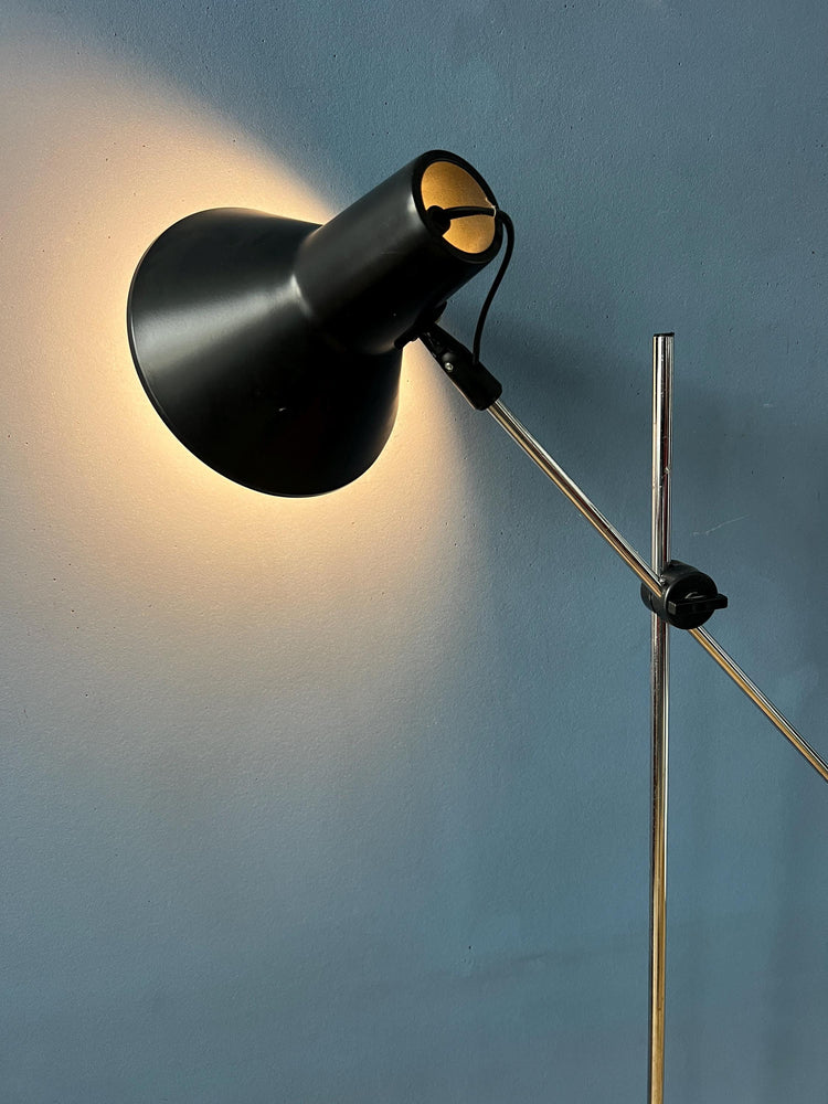 Vintage Adjustable Black Floor Lamp in Style of Hoogervorst