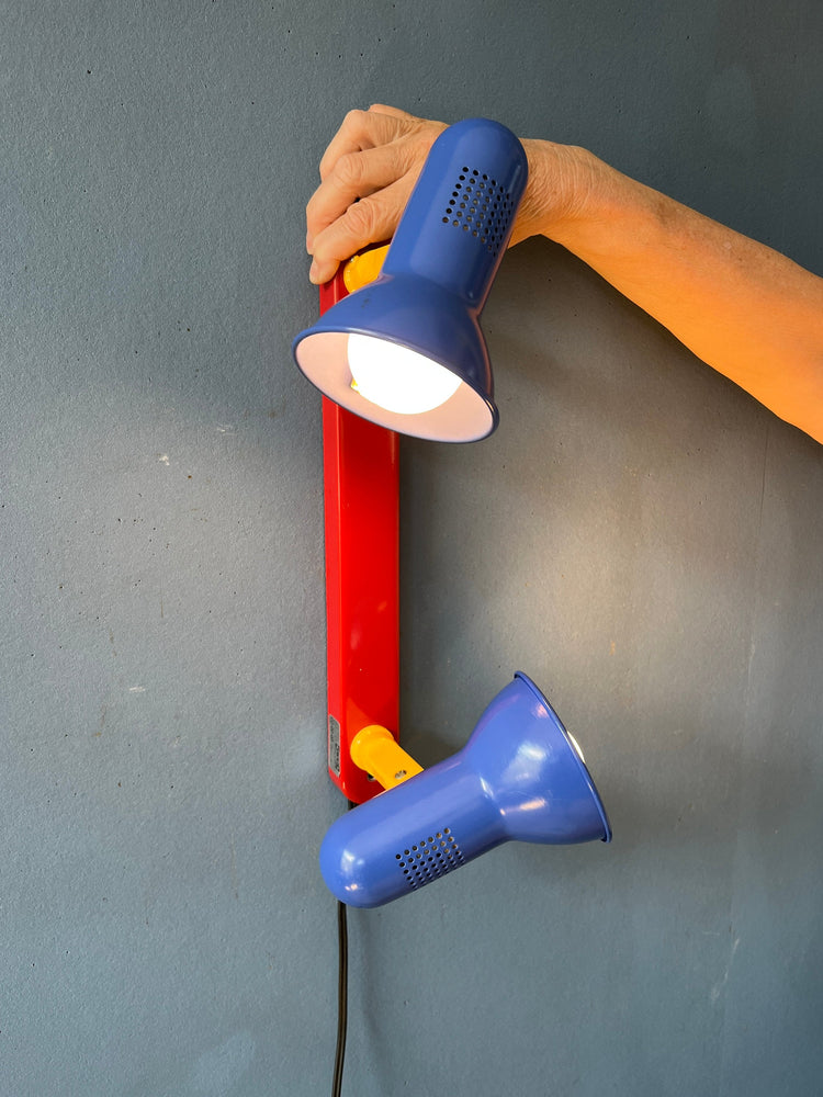 Space Age Ikea Memphis Style Wall Lamp - Blue, Red, Yellow Sconce