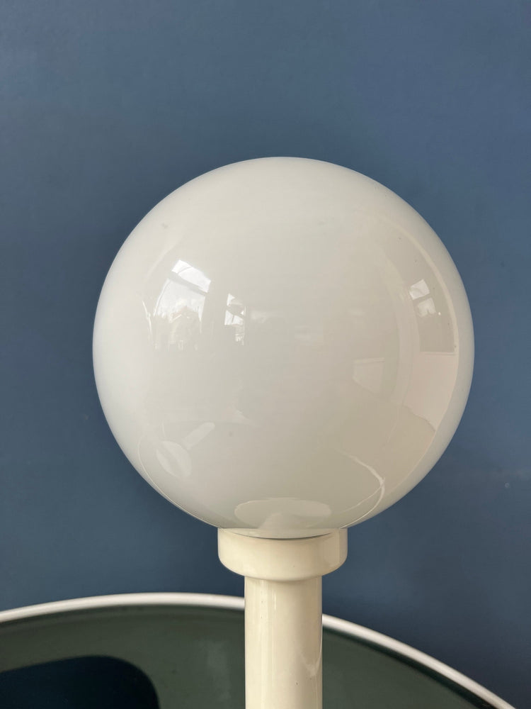Set (2) of White Space Age Opaline Glass Table Lamps