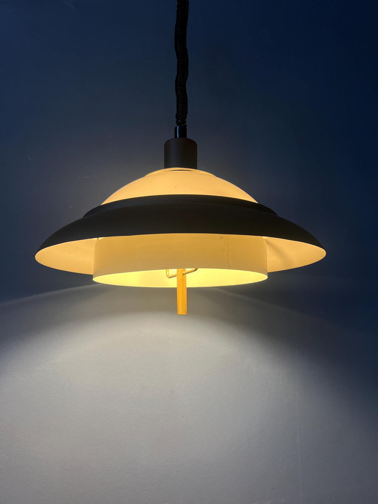 Brown and Beige Mid Century Dijkstra Space Age Pendant Lamp