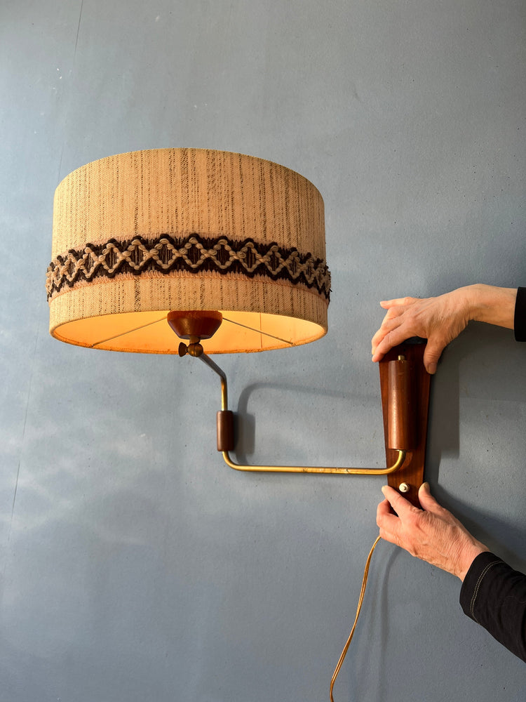 Mid Century Wall Lamp - Swing Arm Wall Light - Danish Teak Sconce