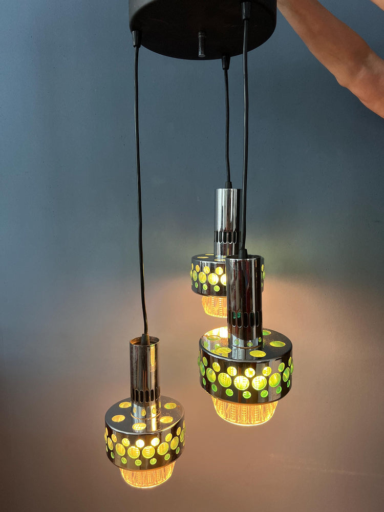 Green Vintage Space Age Massive Cascade Pendant Lamp