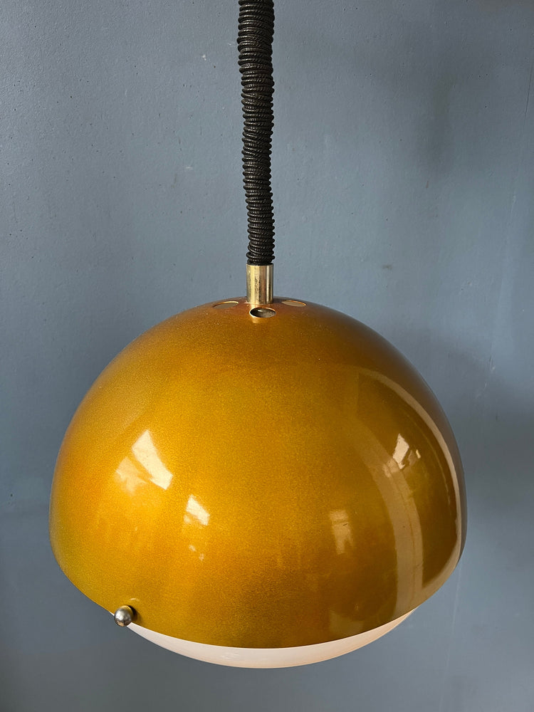 Gold Sparkle Mid Century Pendant Lamp - Space Age Hanging Lamp - Metallic Moon Light Fixture