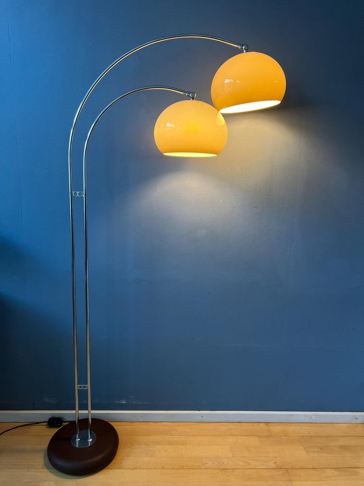 Chrome Space Age Dijkstra Double Arc Mushroom Floor Lamp