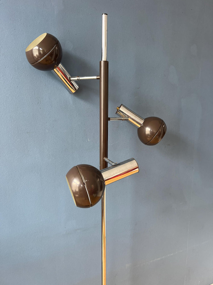 Brown Wilko Triple Eyeball Space Age Floor Lamp