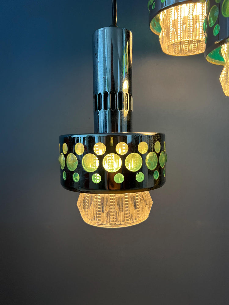 Green Vintage Space Age Massive Cascade Pendant Lamp