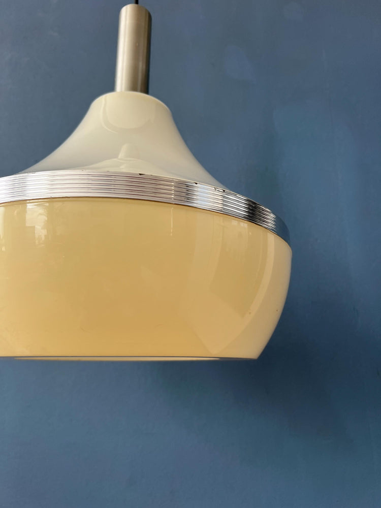 Vintage Beige Plexiglass Space Age Pendant Lamp