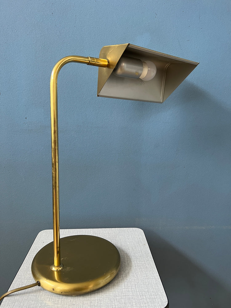 Mid Century Brass Office Desk Lamp - Bauhaus Style Table Lamp - Golden Lamp