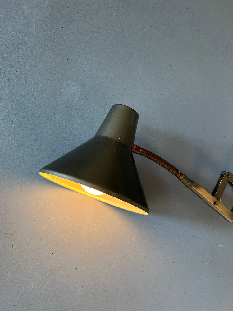 Mid Century Dark Gray Metal Scissor Extendable Wall Lamp