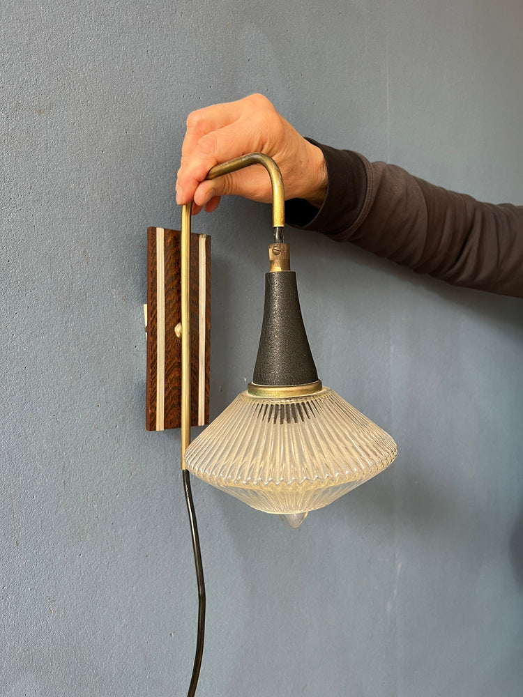 Small Mid Century Rod Glass Hanging Wall Lamp