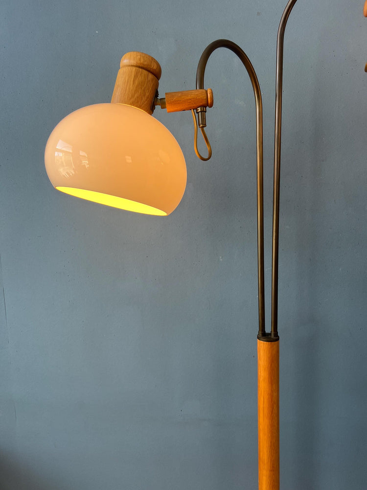 Vintage Steinhauer Wooden Mushroom Floor Lamp