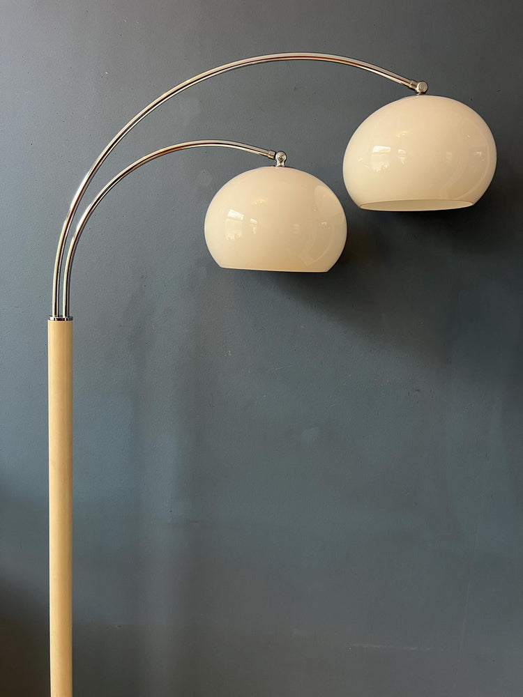 White Dijkstra Double Arc Space Age Mushroom Floor Lamp