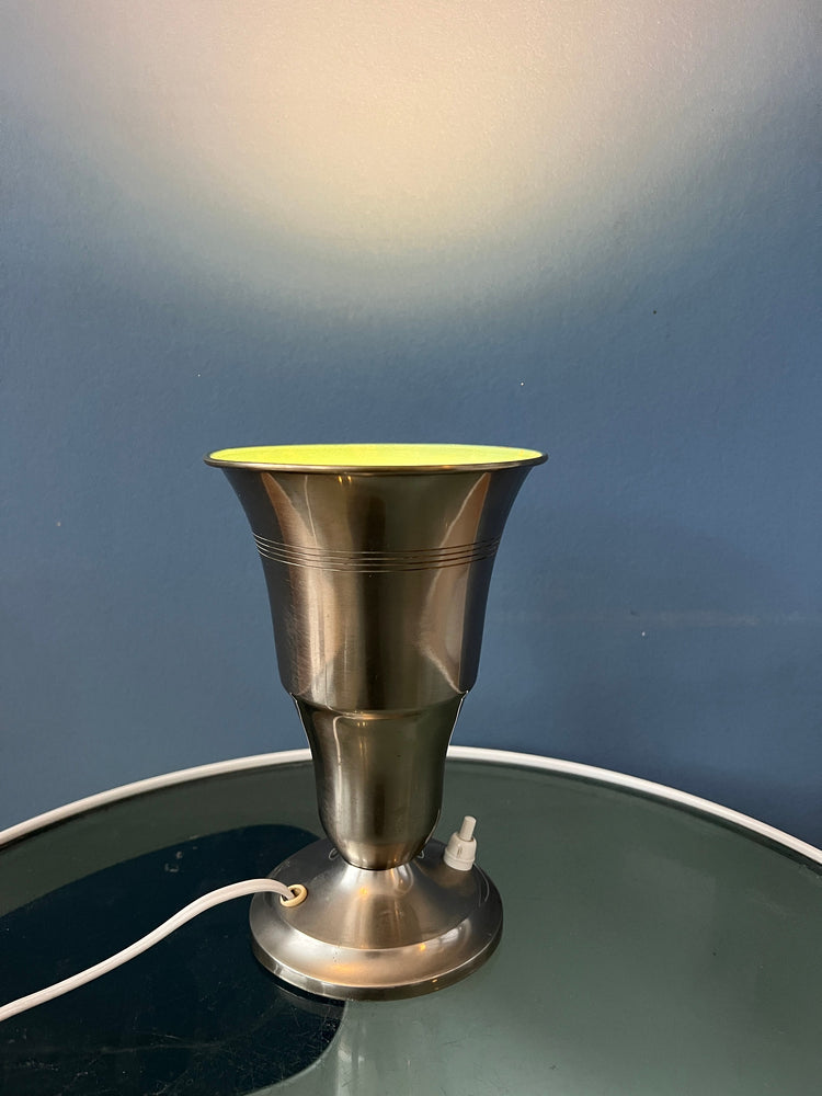 Metal Trumpet Uplighter 'Cup' Table Lamp in Silver Colour