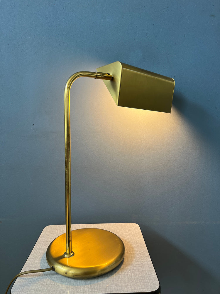 Mid Century Brass Office Desk Lamp - Bauhaus Style Table Lamp - Golden Lamp