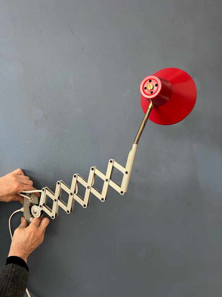 Red and White Hala Scissor Wall Lamp