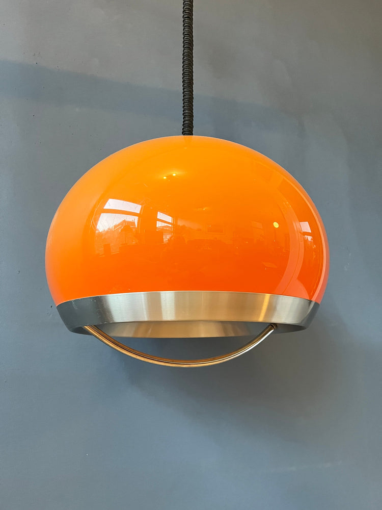 Vintage Orange Dijkstra Pendant Light / Mid Century Space Age Light Fixture