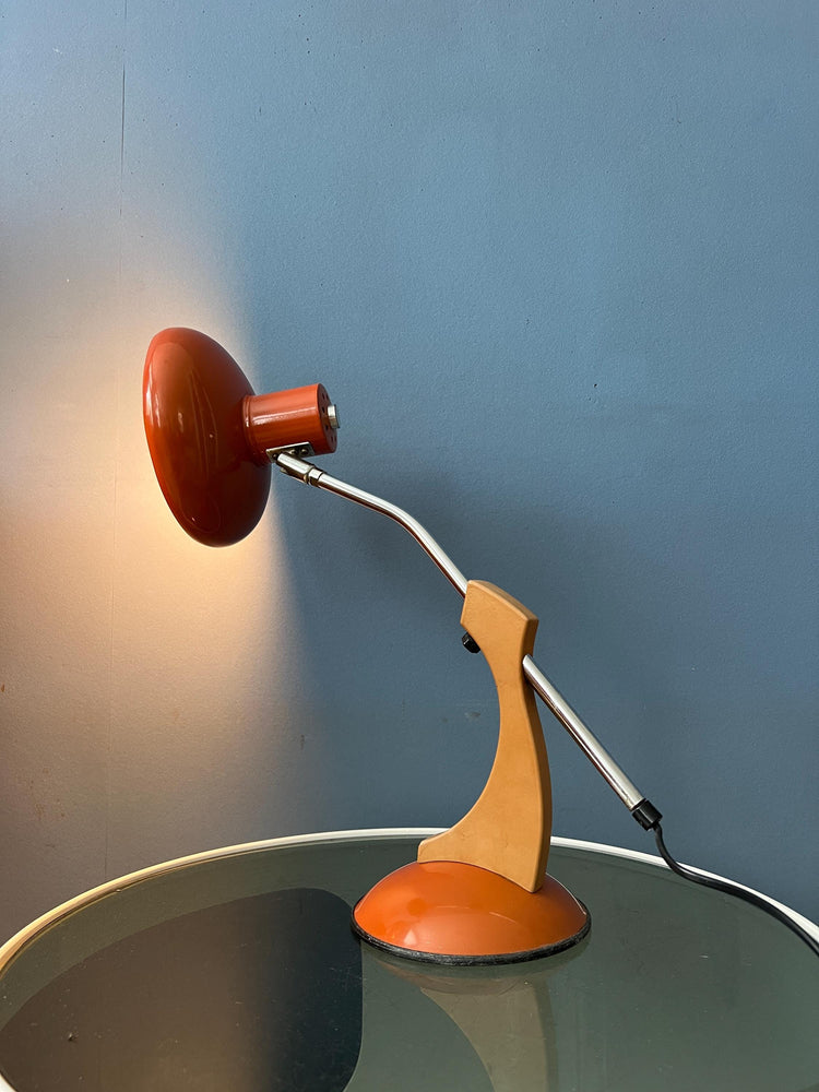 Massive Orange and Brown Fase Style Space Age Desk Lamp