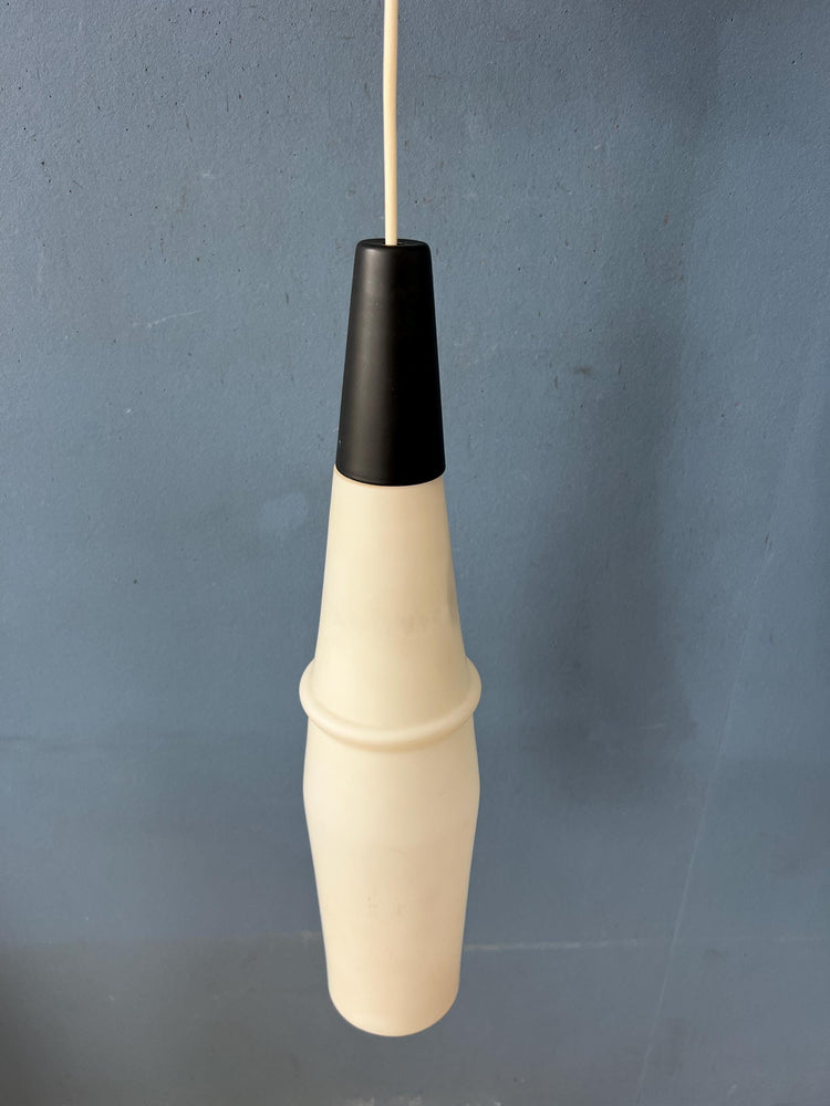 Long Mid Century Opaline Glass Pendant Lamp