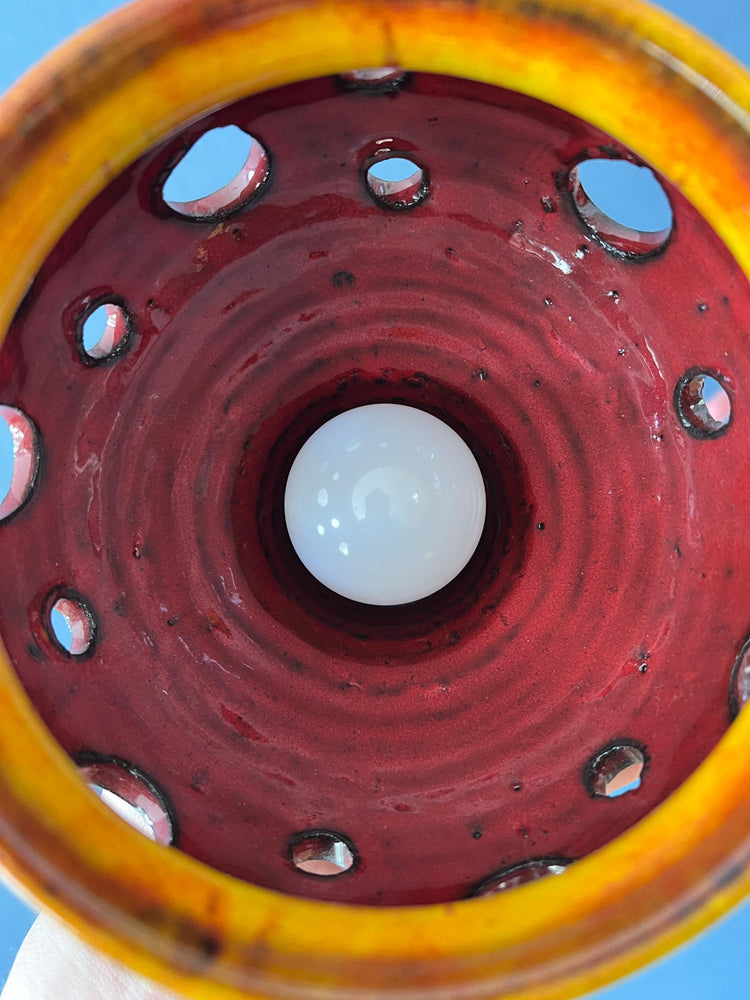 Red West Germany Ceramic Fat Lava Fishing Rod Wall Lamp