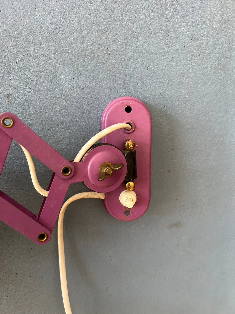 Purple Vintage Space Age Scissor Wall Lamp