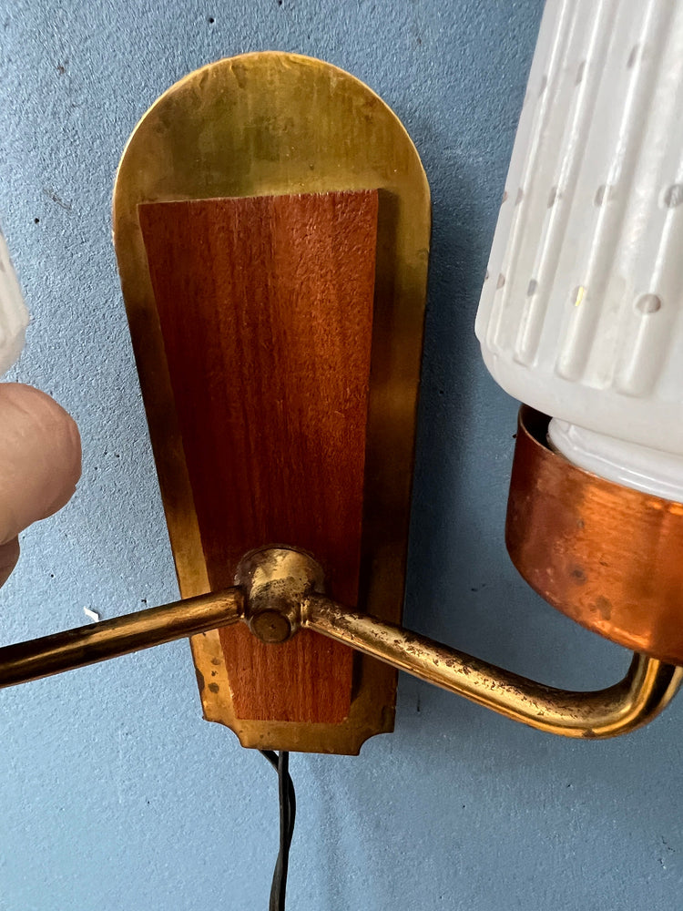 Double Mid Century Scandinavian Glass Wall Sconce