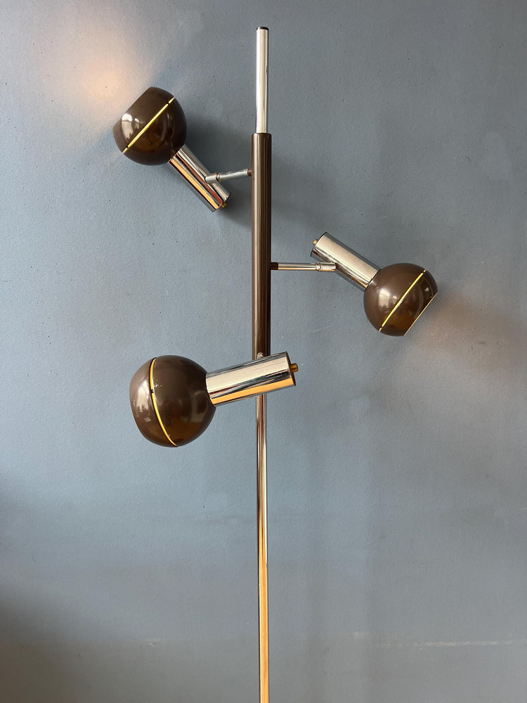 Brown Wilko Triple Eyeball Space Age Floor Lamp
