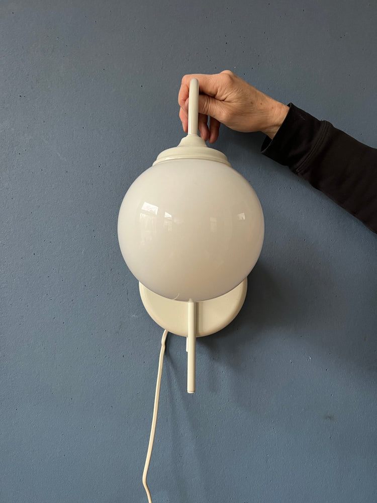 White Opaline Glass Mid Century Wall Lamp