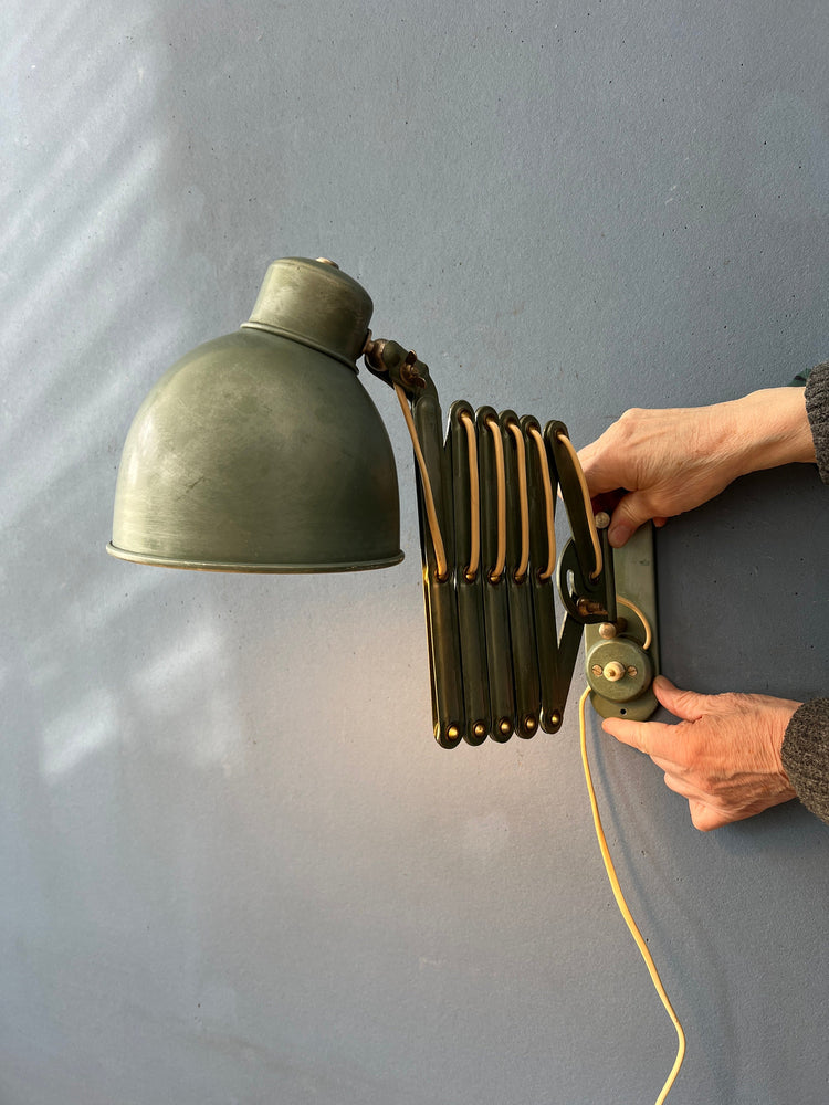 Green Metal Industrial Bauhaus Scissor Wall Lamp