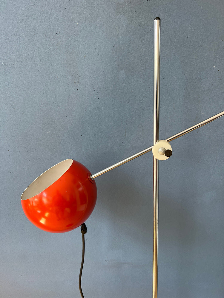 Vintage Red Floor Lamp - Eyeball - Space Age - Mid Century Standing Light