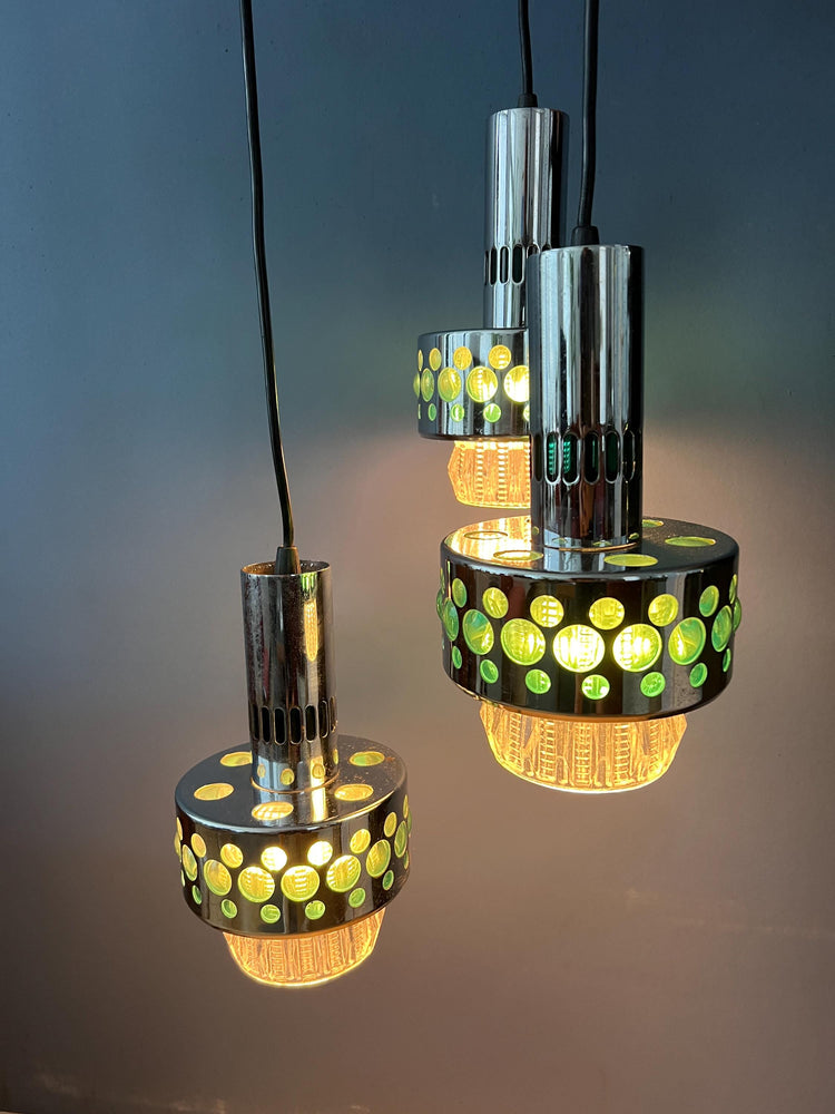 Green Vintage Space Age Massive Cascade Pendant Lamp