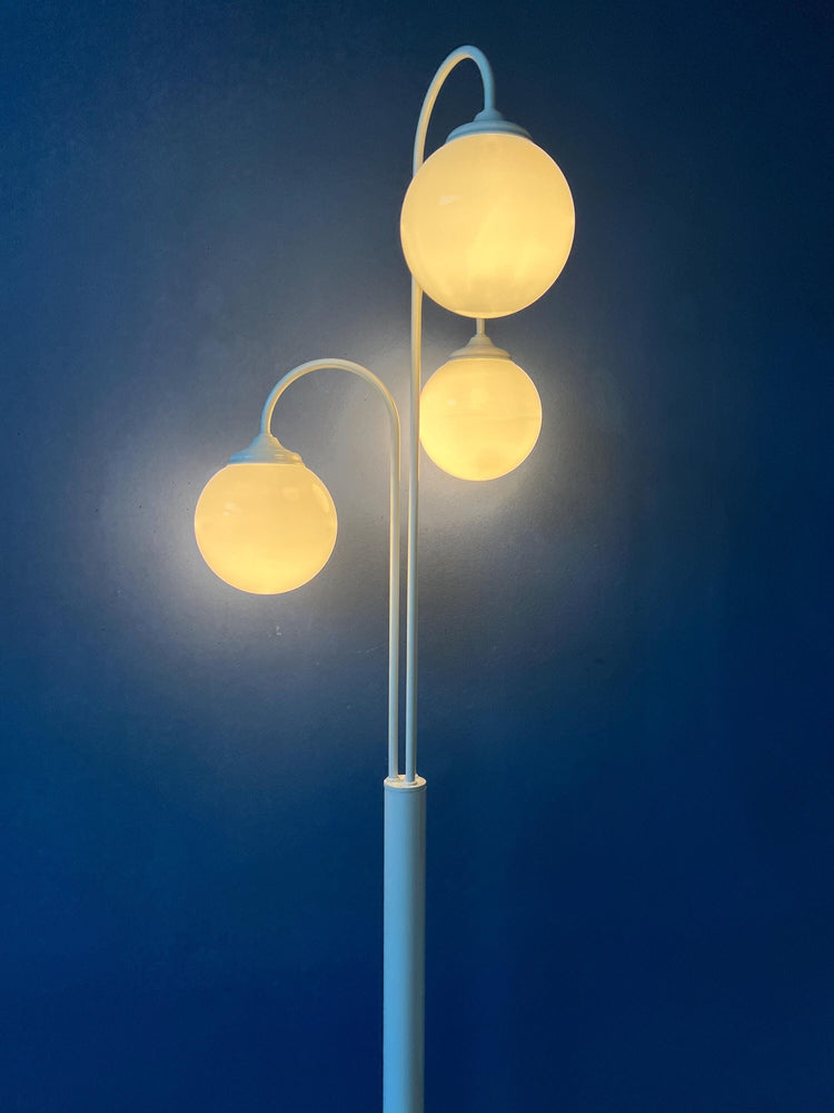 Vintage Three Milk Glass Shades Space Age Floor Lamp