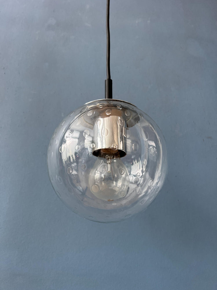 Vintage Small Raak Seeded Glass Hanging Lamp