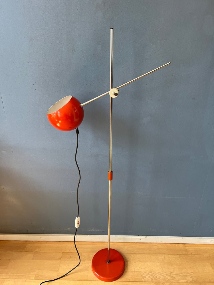 Vintage Red Floor Lamp - Eyeball - Space Age - Mid Century Standing Light