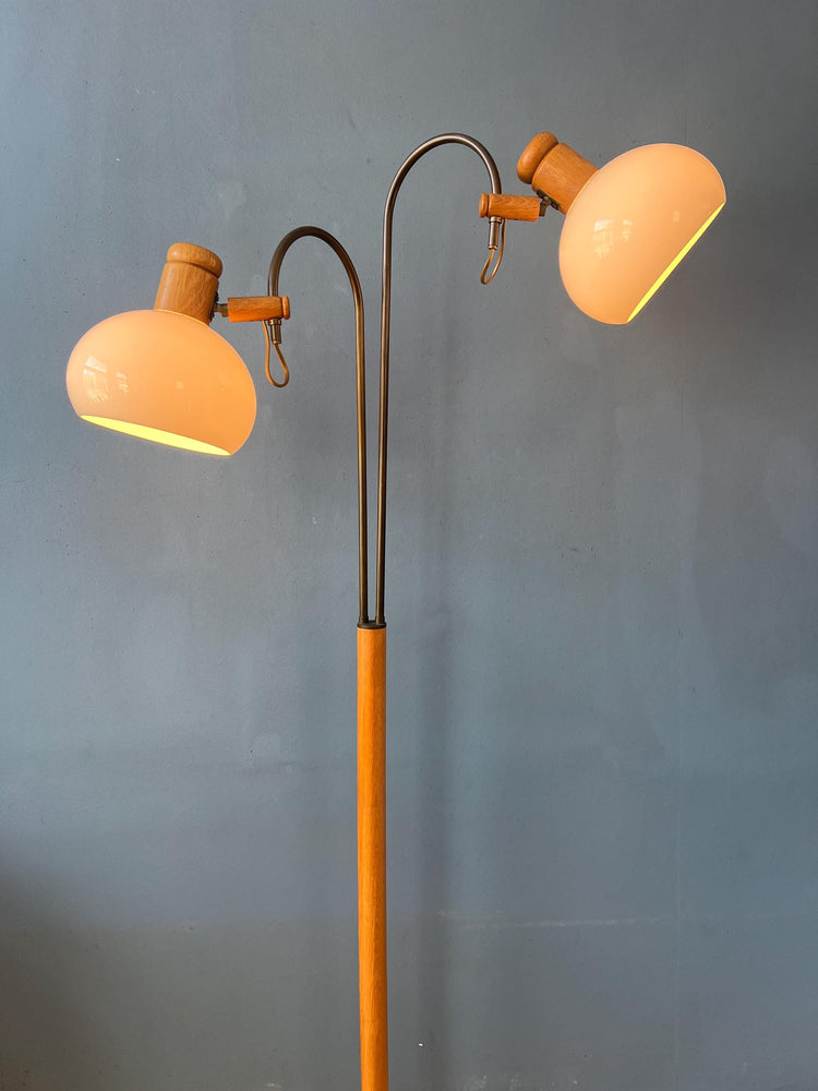 Vintage Steinhauer Wooden Mushroom Floor Lamp