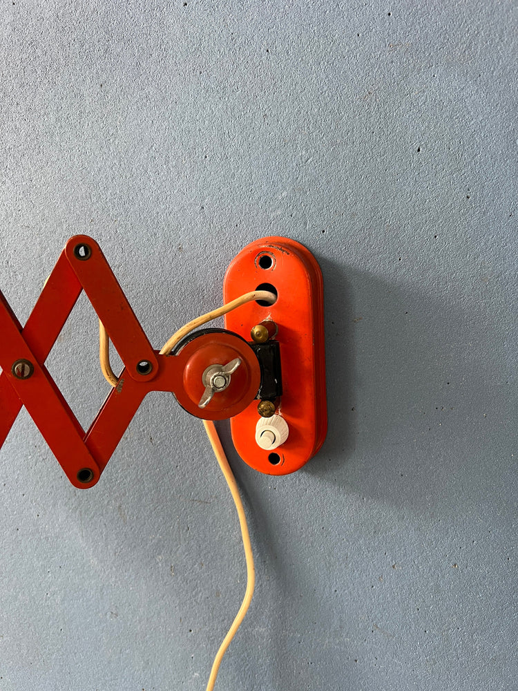 Mid Century Red Vintage Scissor Wall Lamp