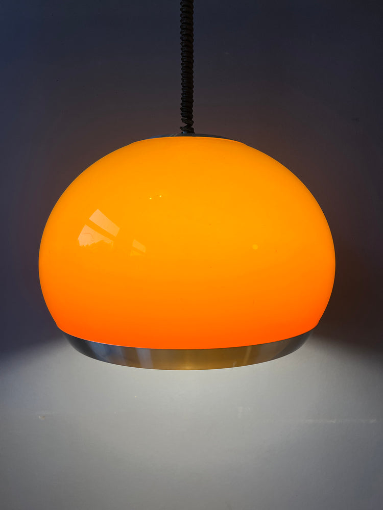 Vintage Orange Dijkstra Pendant Light / Mid Century Space Age Light Fixture