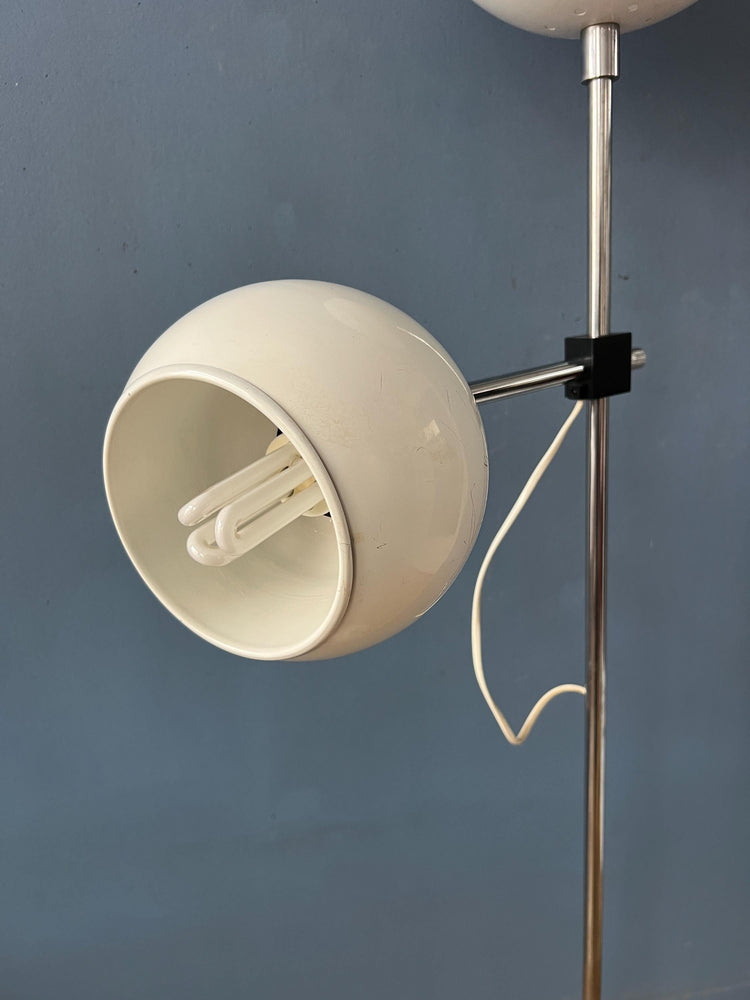 White Mid Century Space Age Eyeball Floor Lamp