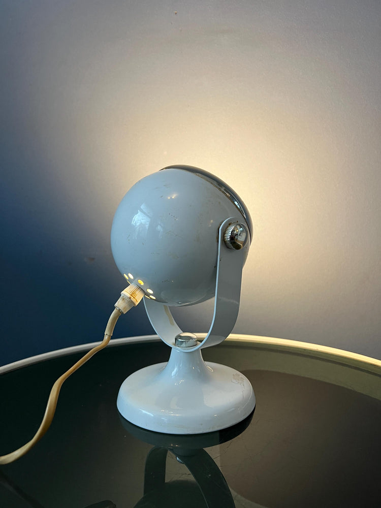 Mid Century Small White Space Age Eyeball Table Lamp