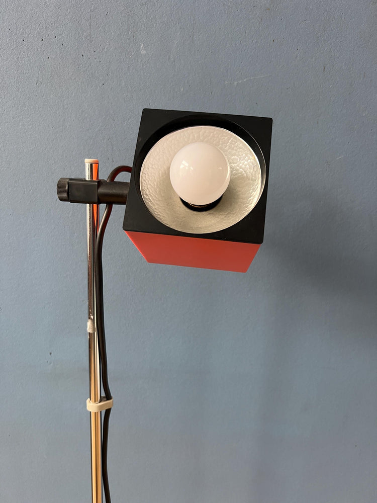 Small Vintage Orange Philips Space Age 'Cube' Floor Lamp