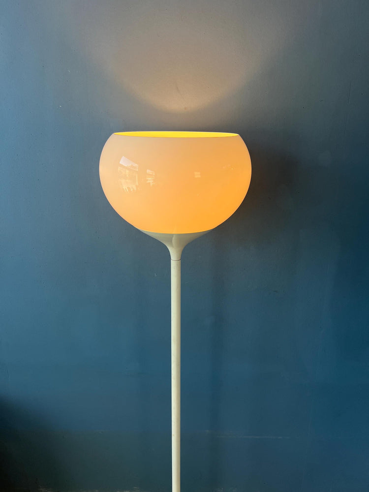 White Vintage Mid Century Guzzini Style Space Age Floor Lamp