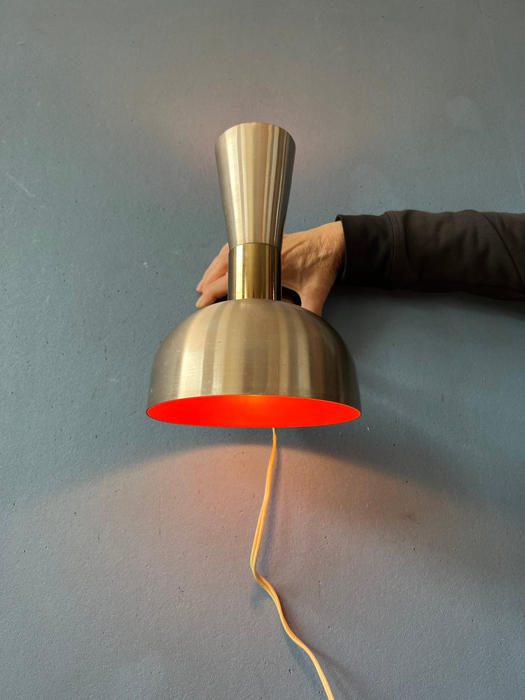 Vintage Red Herda Diabolo Wall Lamp | Copper Space Age Lamp