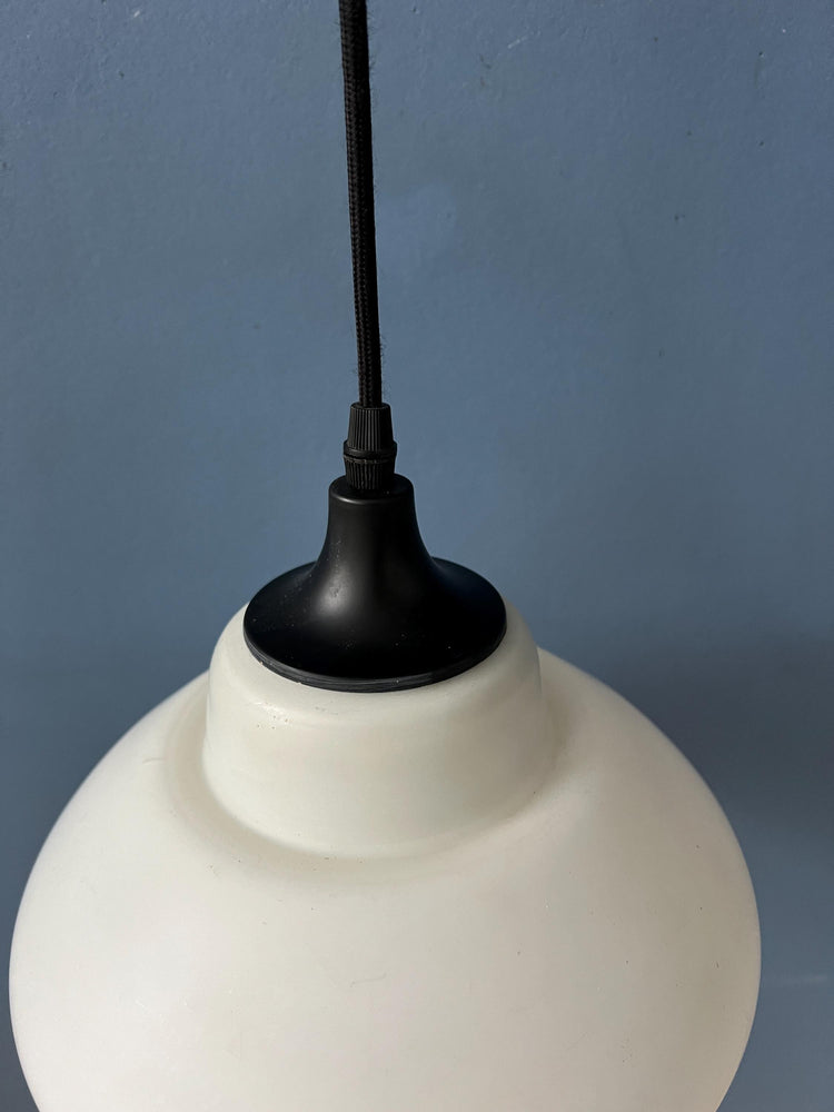 Mid Century Milk Glass Pendant Light attributed to Louis Kalff